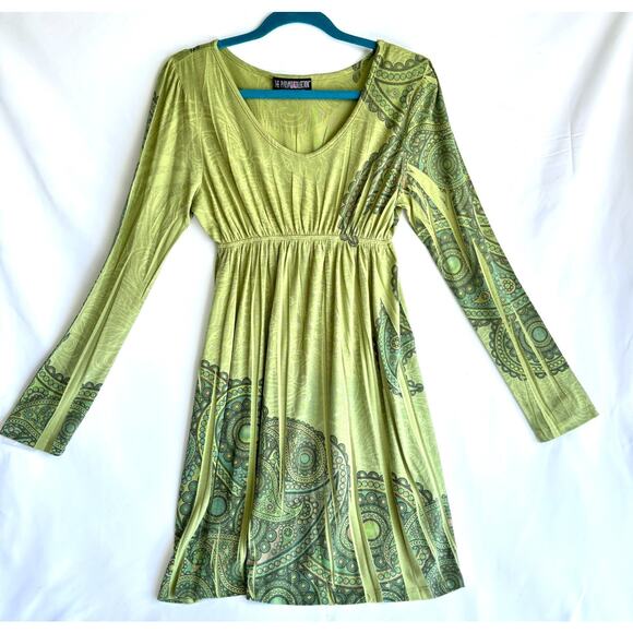 The Pyramid Collection Women's Green Paisley Dress Size Small BOHO - Picture 1 of 7